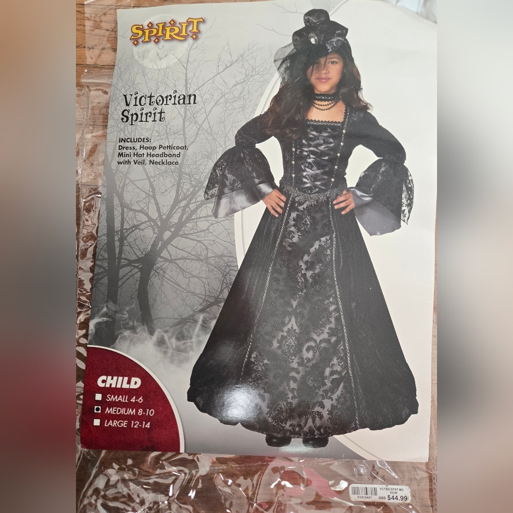 Victorian Spirit Girl Halloween Costume Black medium 8-10